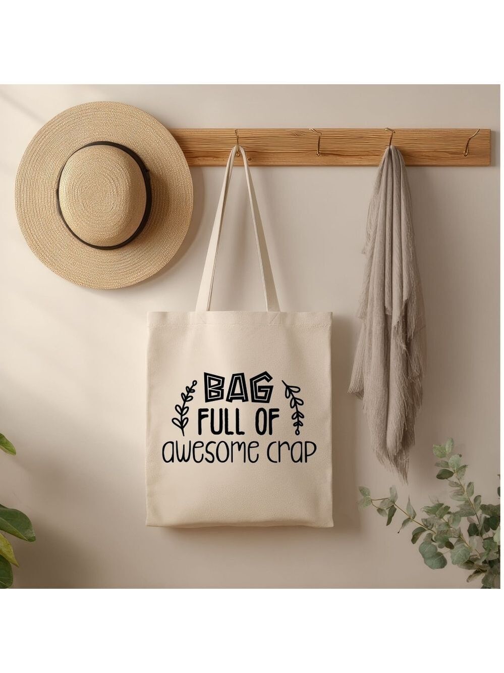 Custom Natural Canvas Tote Bag Full Of Awesome Crap